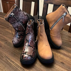 Seven7 Vault Zip Up Boots - Size 7 Tan or Snake